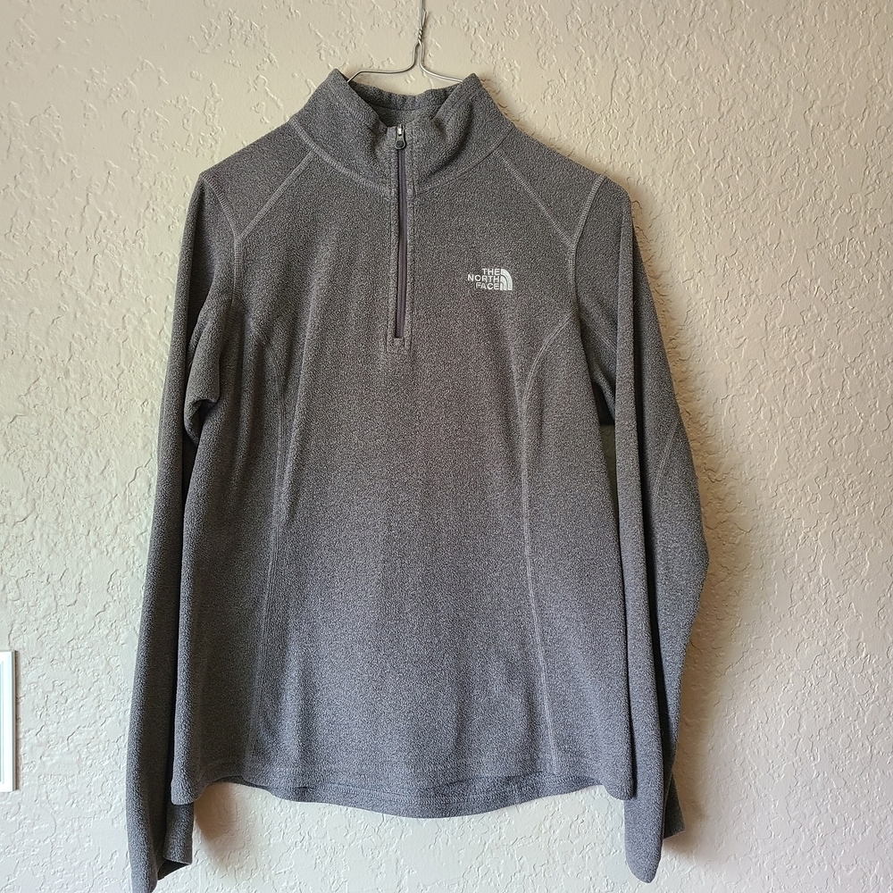 The North Face Gray Quarter Zip Up Fleece with Standing Collar